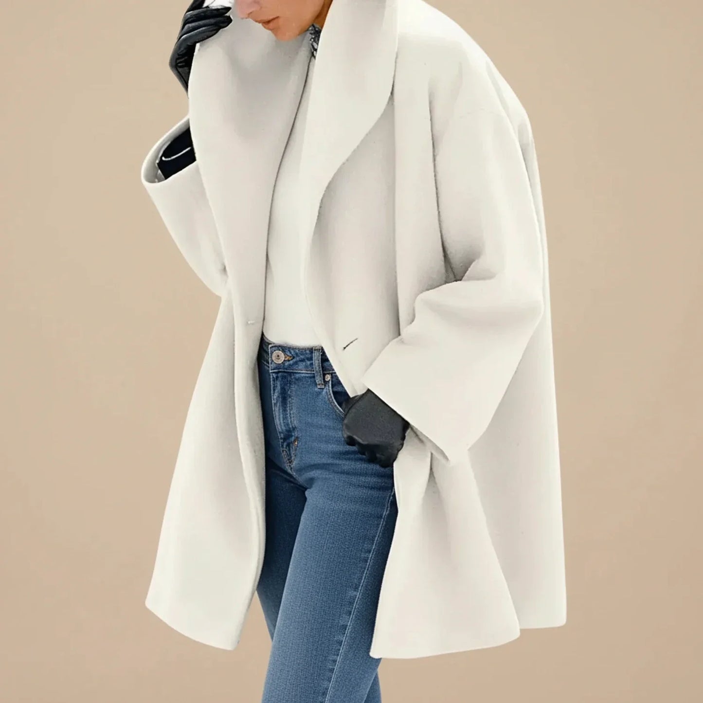Amawinc Manteau Hiver Mi Long Pour Femme Avec Coupe Swing Moderne Col Large Et Doublure Chaude