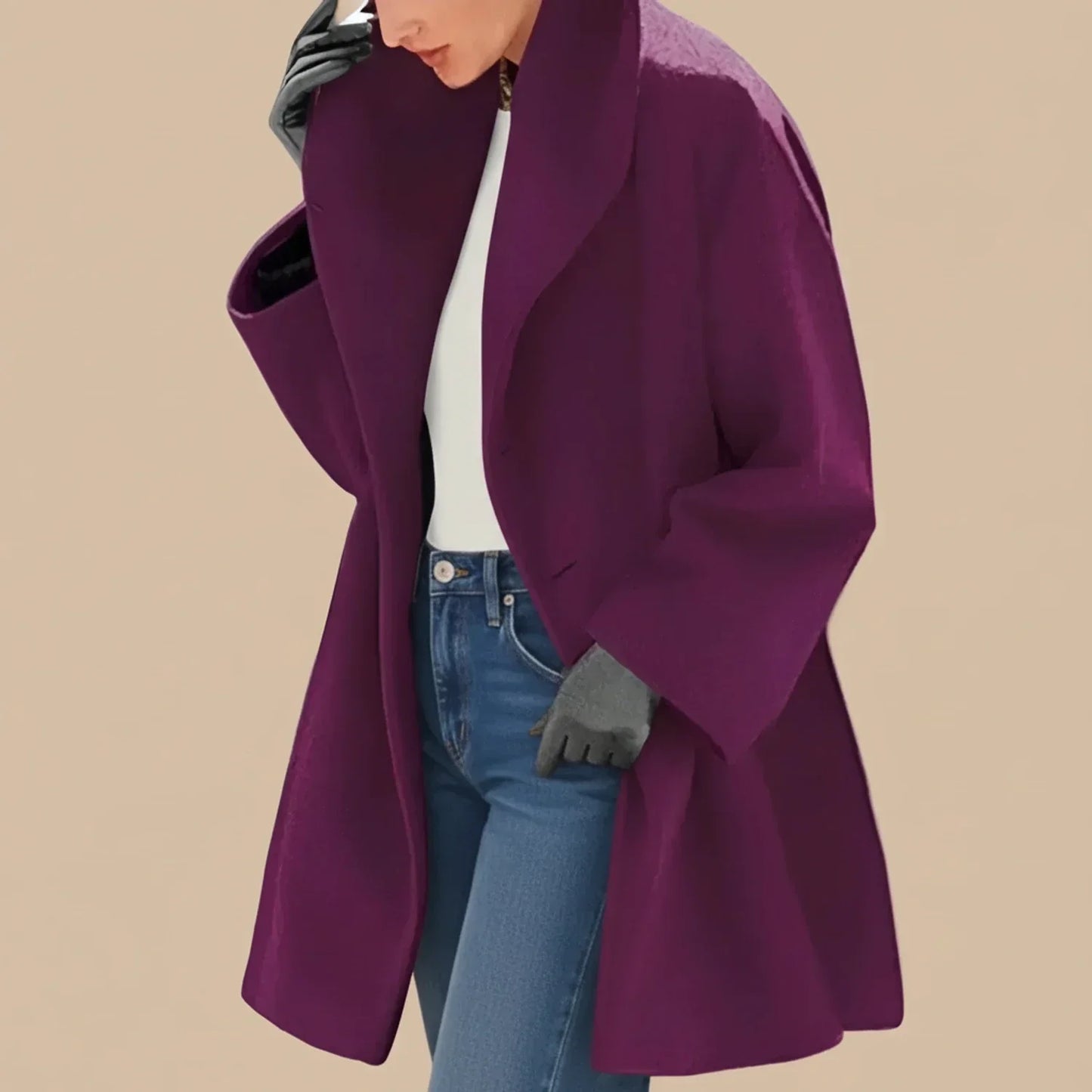 Amawinc Manteau Hiver Mi Long Pour Femme Avec Coupe Swing Moderne Col Large Et Doublure Chaude