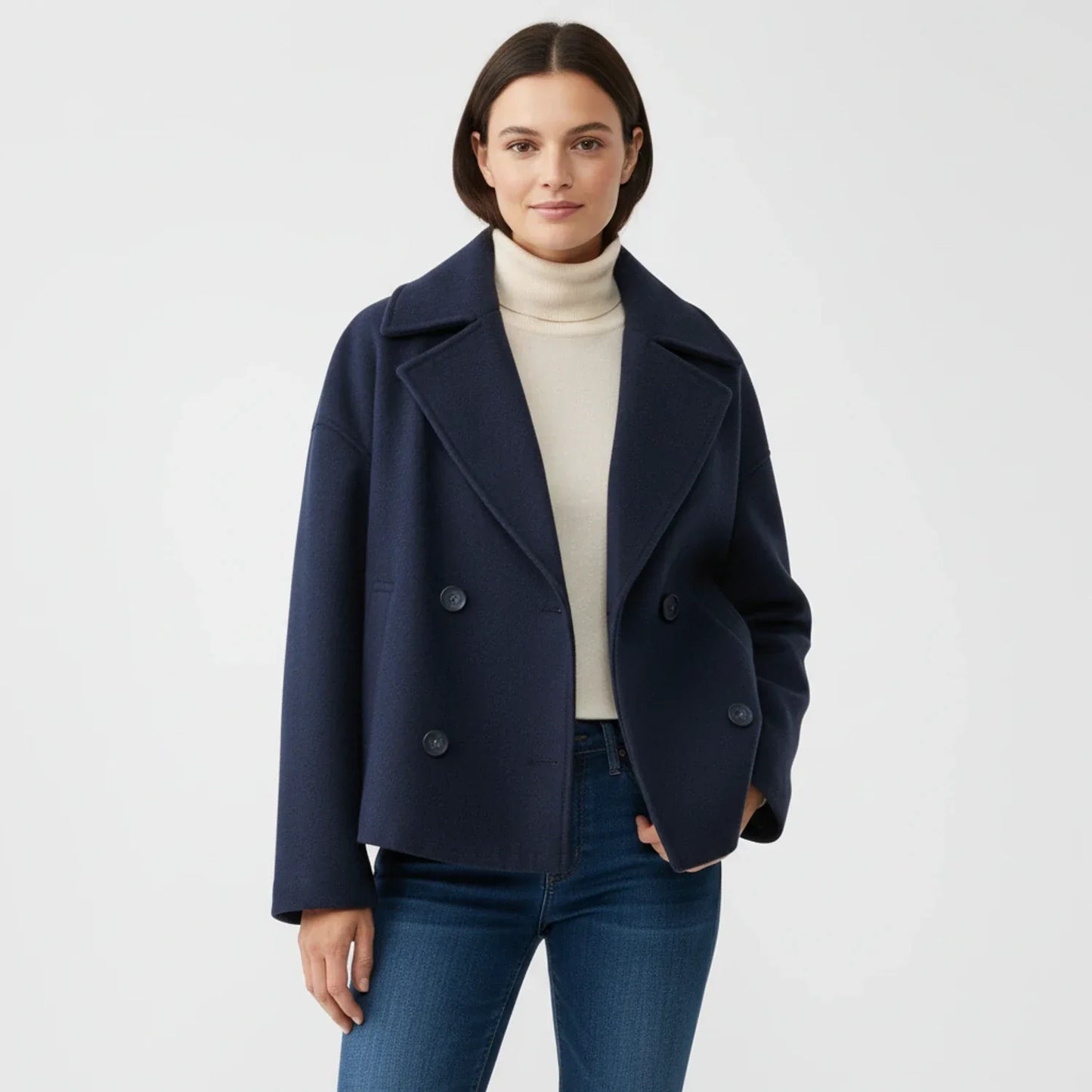 Manteau Croppé Style Trench Pour Femme Double Boutonnage Veste Chic Pour Toutes Saisons