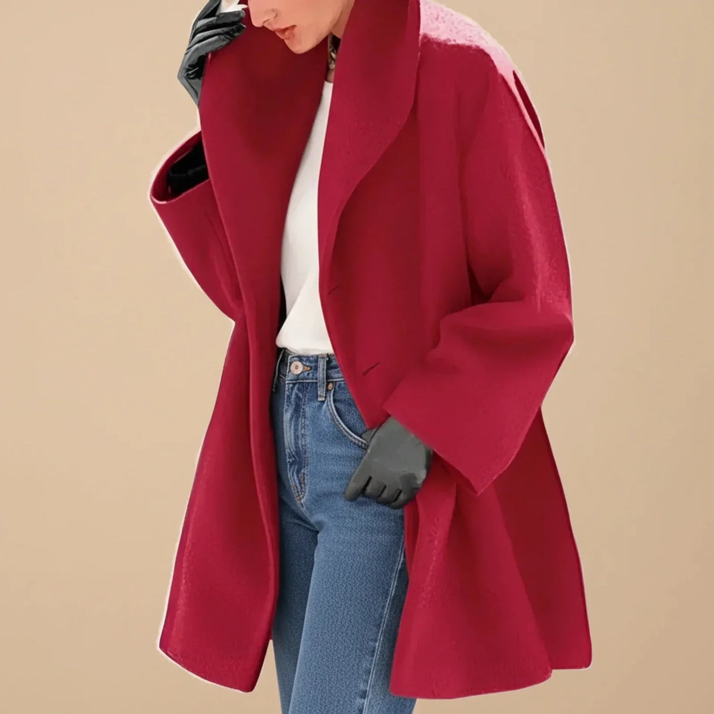 Amawinc Manteau Hiver Mi Long Pour Femme Avec Coupe Swing Moderne Col Large Et Doublure Chaude
