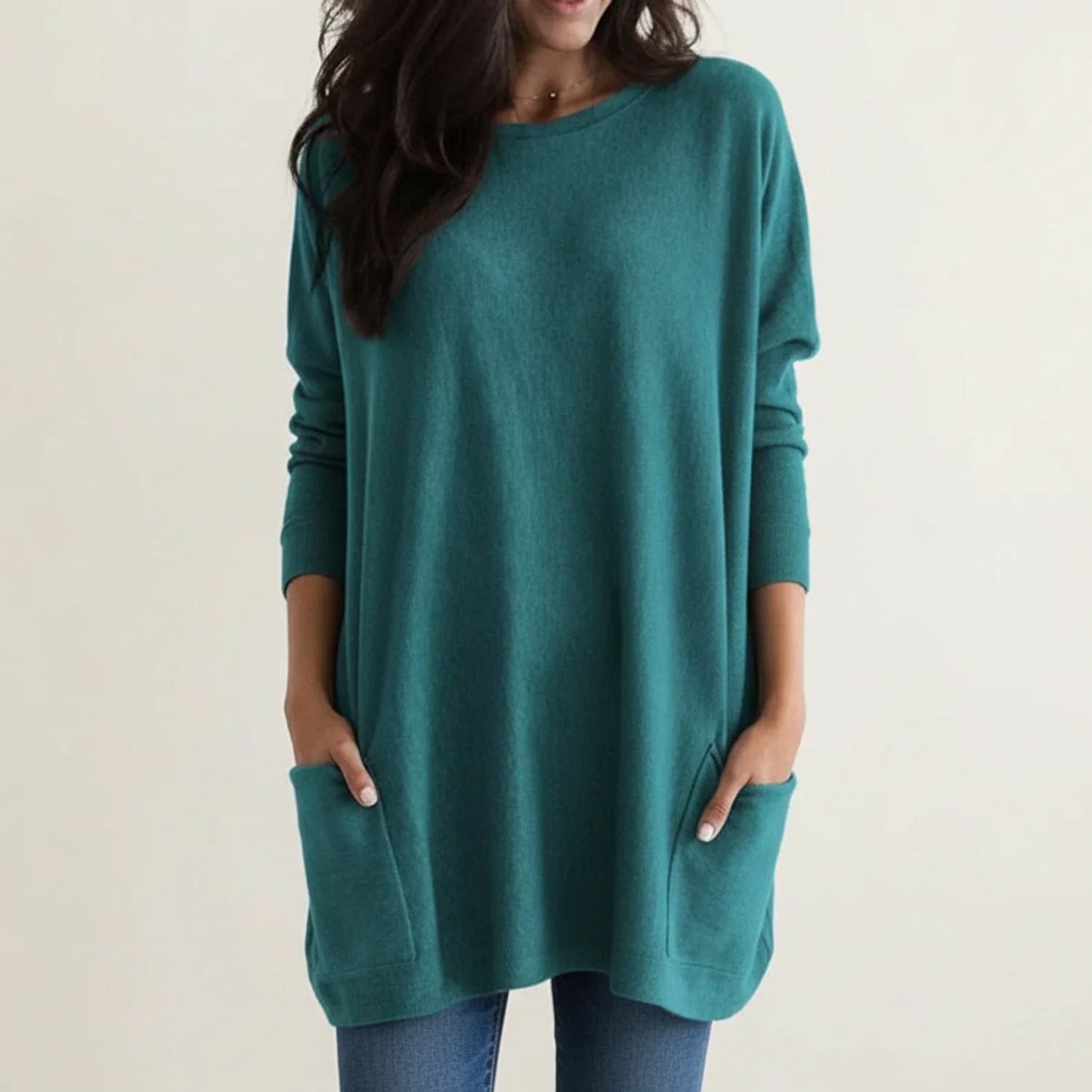 Robe Pull Oversize Femme Avec Poches Confortable Et Polyvalente Pour Le Quotidien
