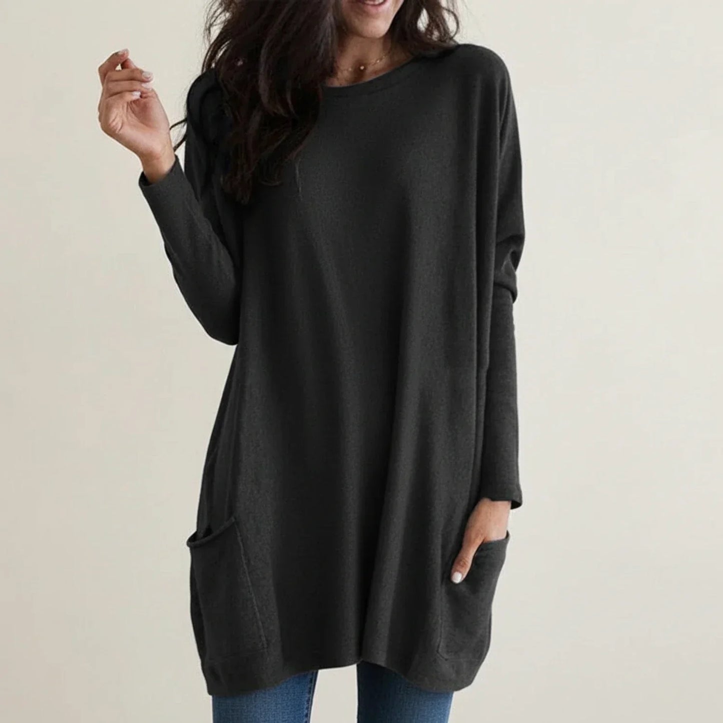 Robe Pull Oversize Femme Avec Poches Confortable Et Polyvalente Pour Le Quotidien