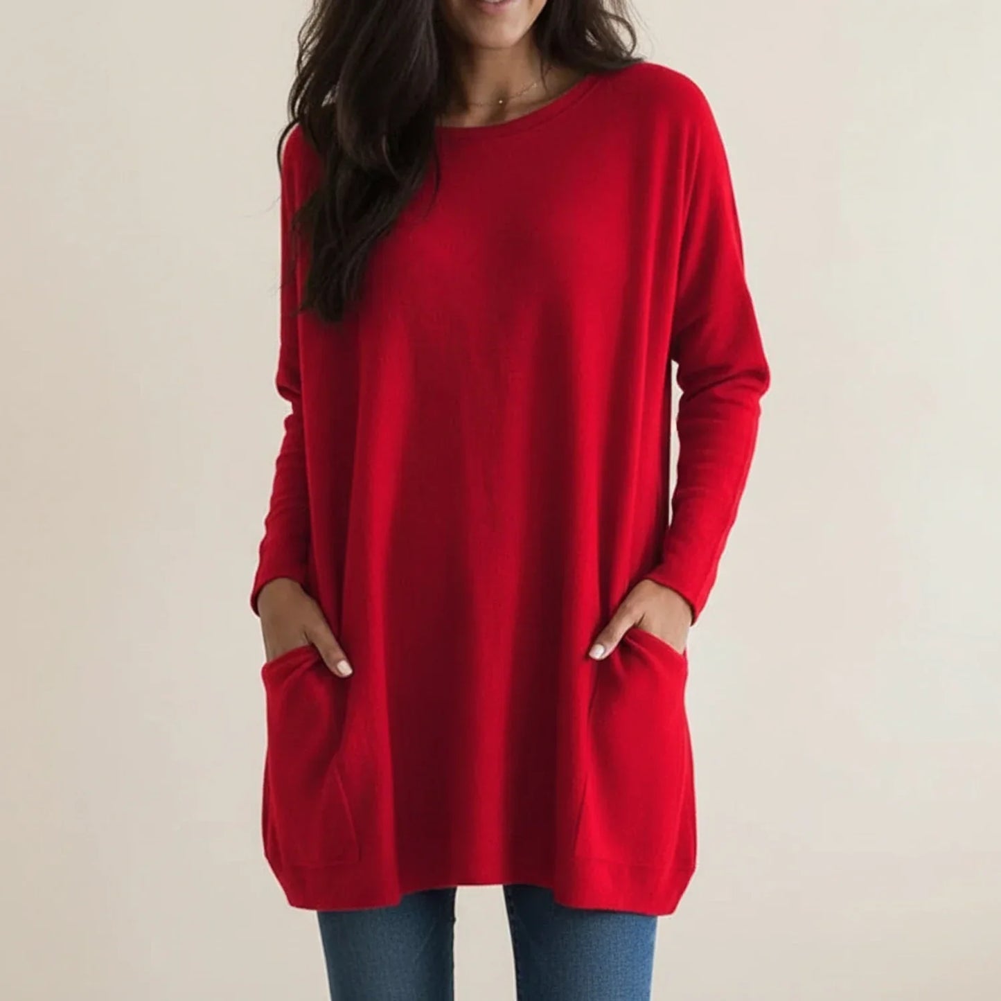 Robe Pull Oversize Femme Avec Poches Confortable Et Polyvalente Pour Le Quotidien