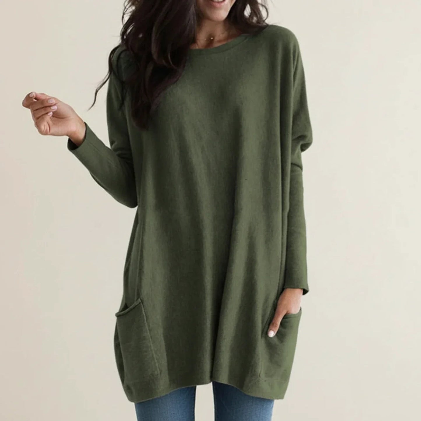 Robe Pull Oversize Femme Avec Poches Confortable Et Polyvalente Pour Le Quotidien
