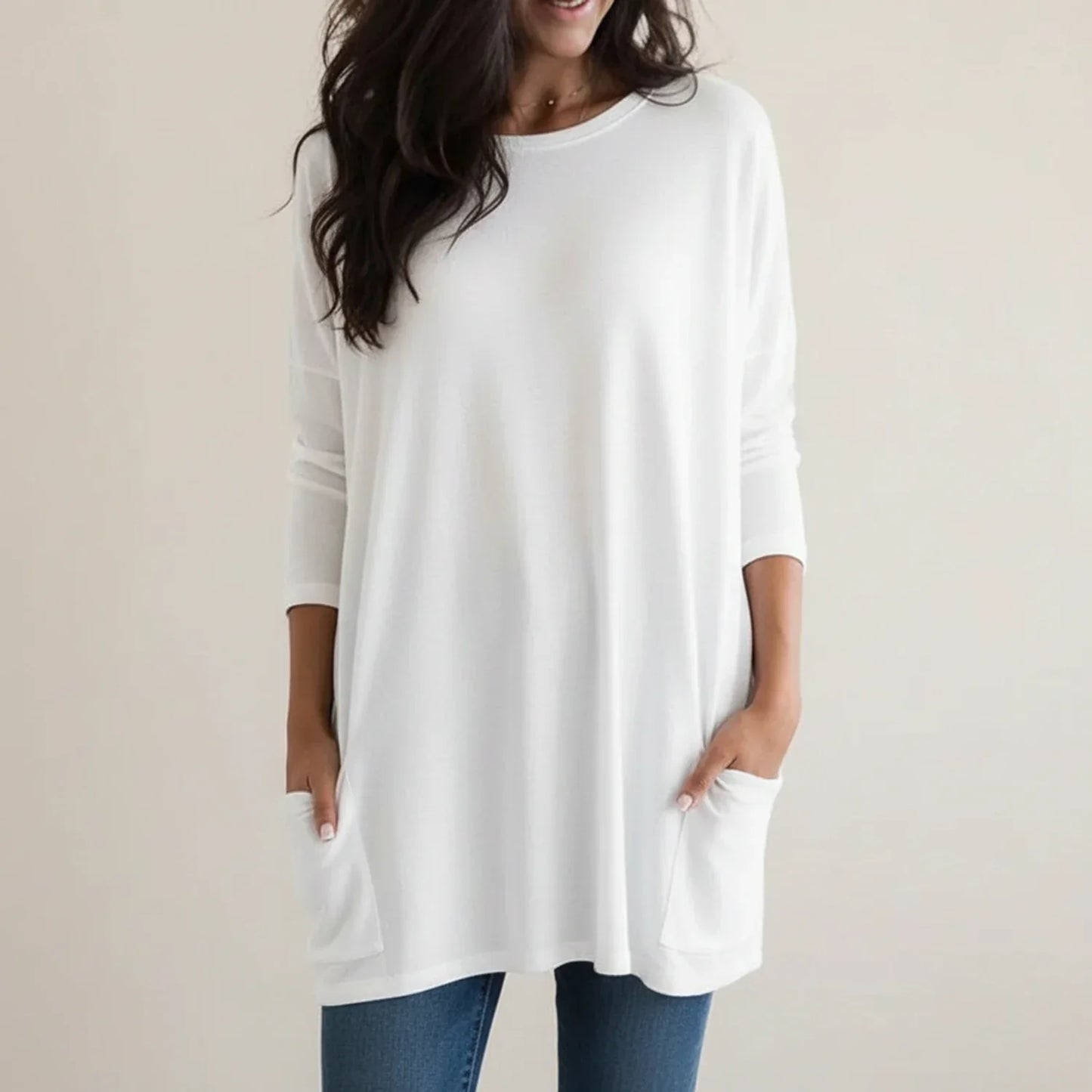 Robe Pull Oversize Femme Avec Poches Confortable Et Polyvalente Pour Le Quotidien