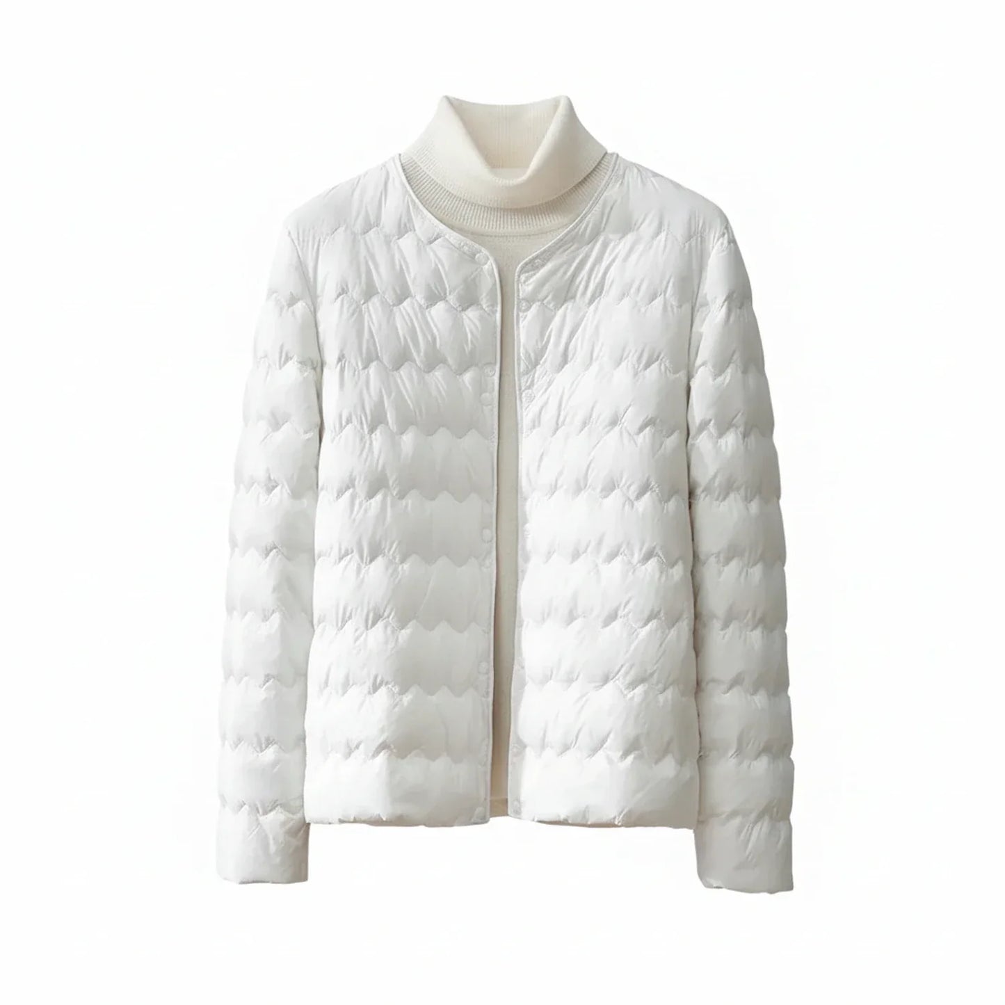 Veste Matelassée Sans Col Pour Femme Avec Fermeture À Boutons Léger Design Moderne