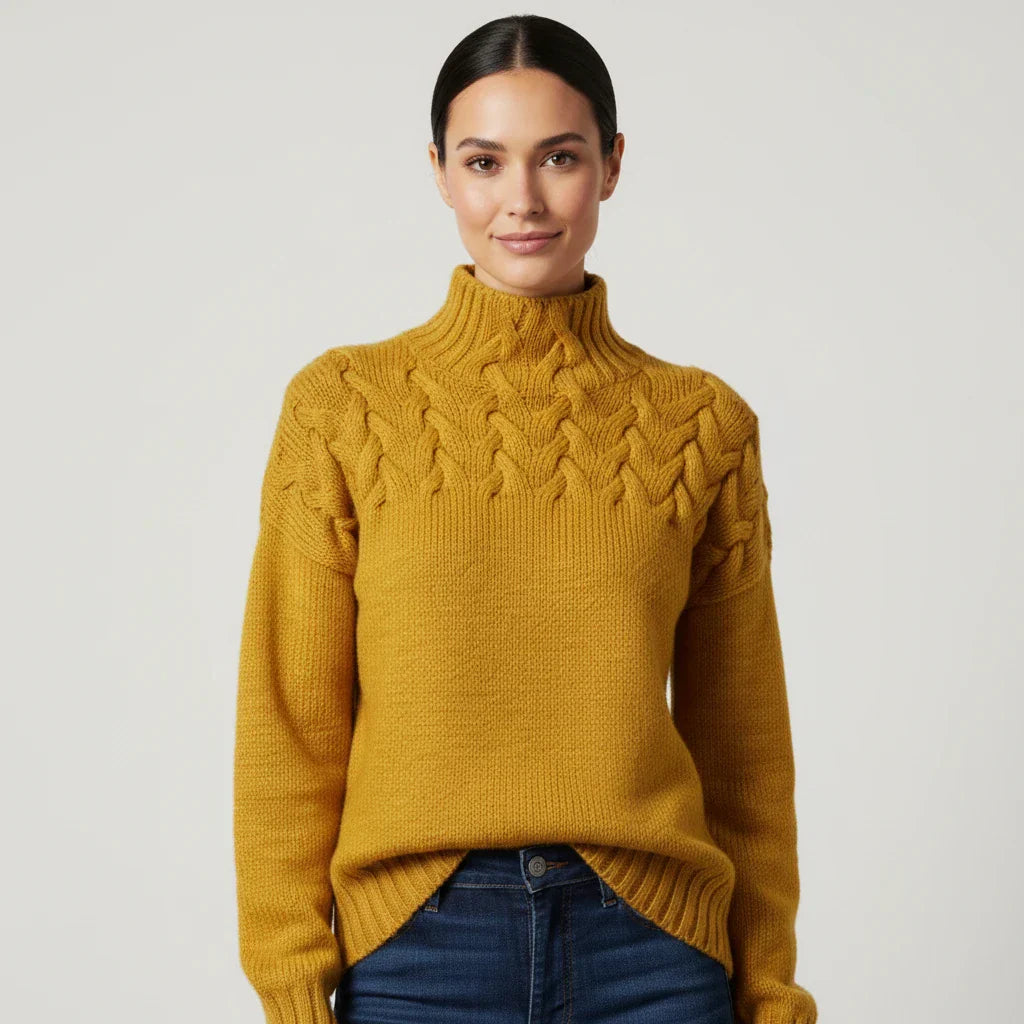 Pull Femme Col Roulé En Maille Cable Confort Décontracté Longues Manches Pour Superposer Et Style Tendance Hiver