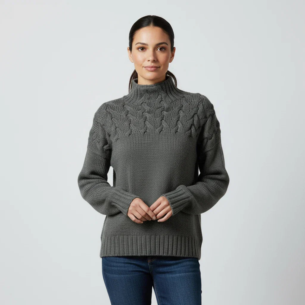 Pull Femme Col Roulé En Maille Cable Confort Décontracté Longues Manches Pour Superposer Et Style Tendance Hiver