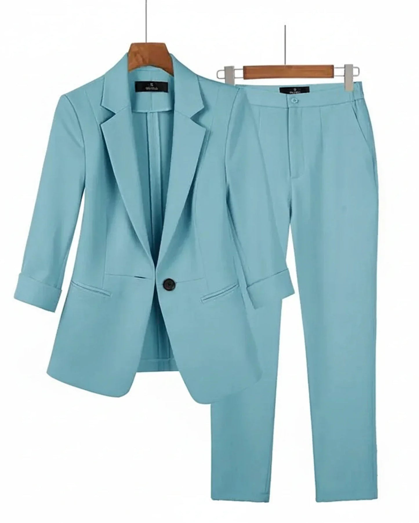 Ensemble Tailleur Deux Pièces Femme Amawinc Blazer Trois Quarts Et Pantalon Droit Pour Bureau Professionnel