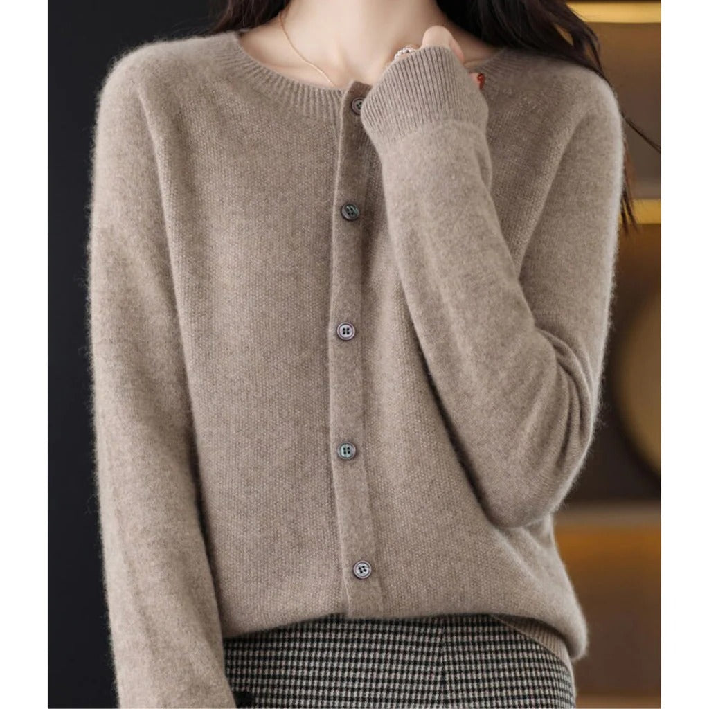 Cardigan Femme Col V Avec Boutons Devant Manches Longues Allure Simple Et Polyvalent Pour Automne Hiver