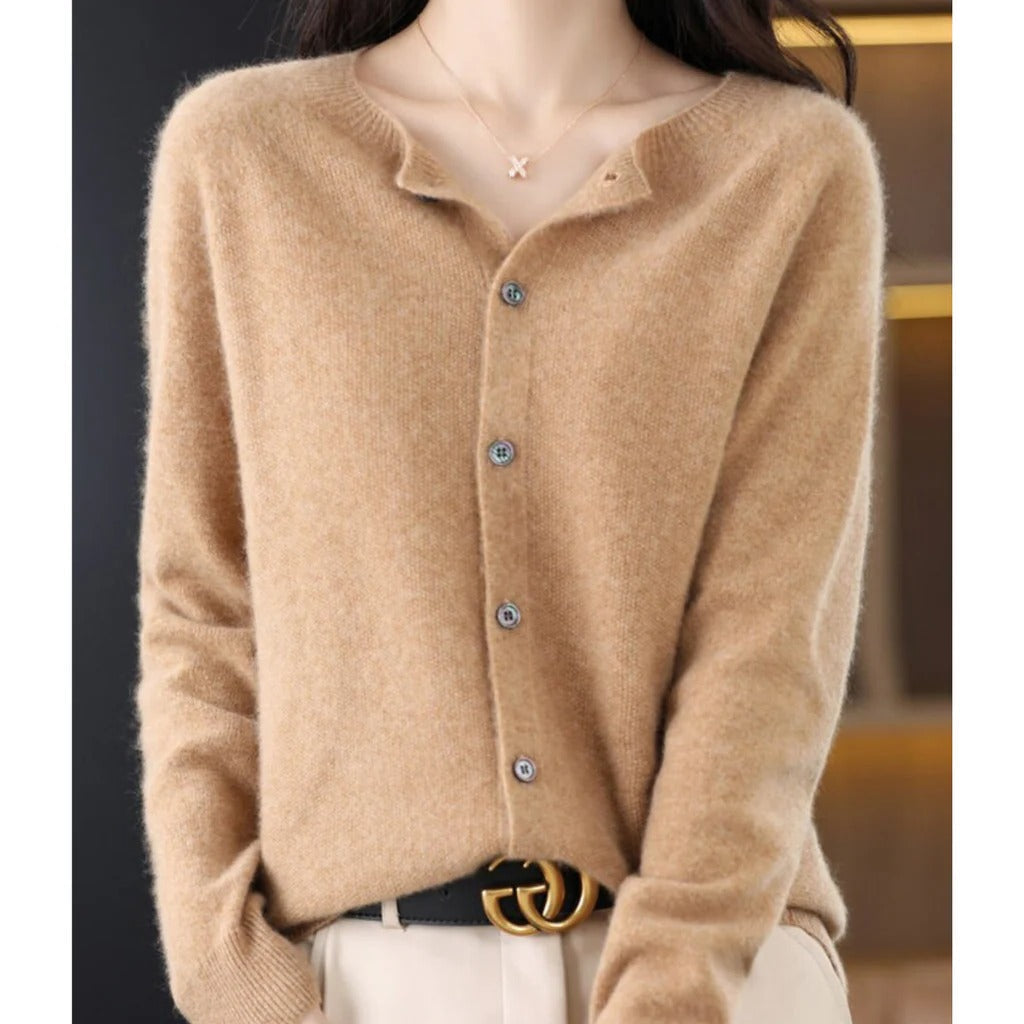 Cardigan Femme Col V Avec Boutons Devant Manches Longues Allure Simple Et Polyvalent Pour Automne Hiver