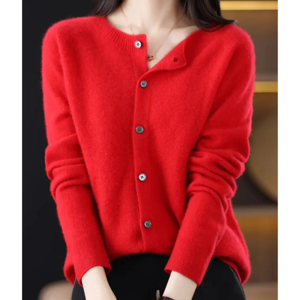Cardigan Femme Col V Avec Boutons Devant Manches Longues Allure Simple Et Polyvalent Pour Automne Hiver