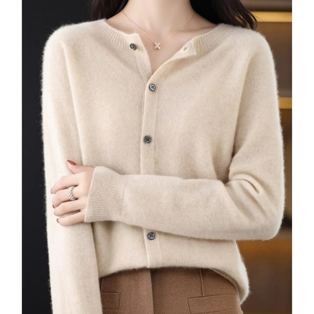 Cardigan Femme Col V Avec Boutons Devant Manches Longues Allure Simple Et Polyvalent Pour Automne Hiver