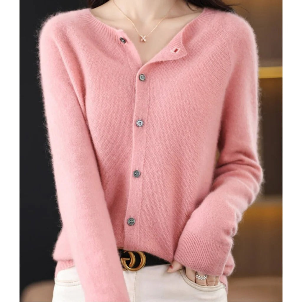 Cardigan Femme Col V Avec Boutons Devant Manches Longues Allure Simple Et Polyvalent Pour Automne Hiver