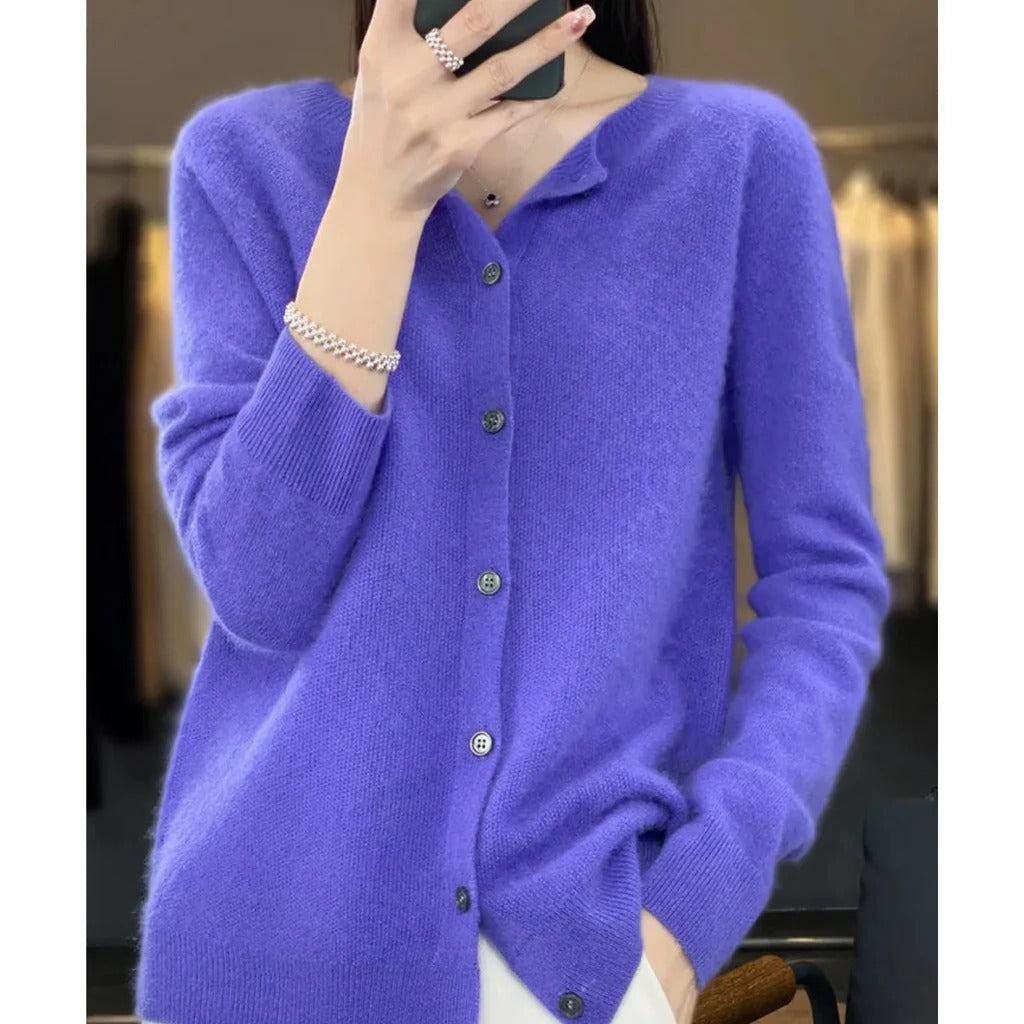 Cardigan Femme Col V Avec Boutons Devant Manches Longues Allure Simple Et Polyvalent Pour Automne Hiver