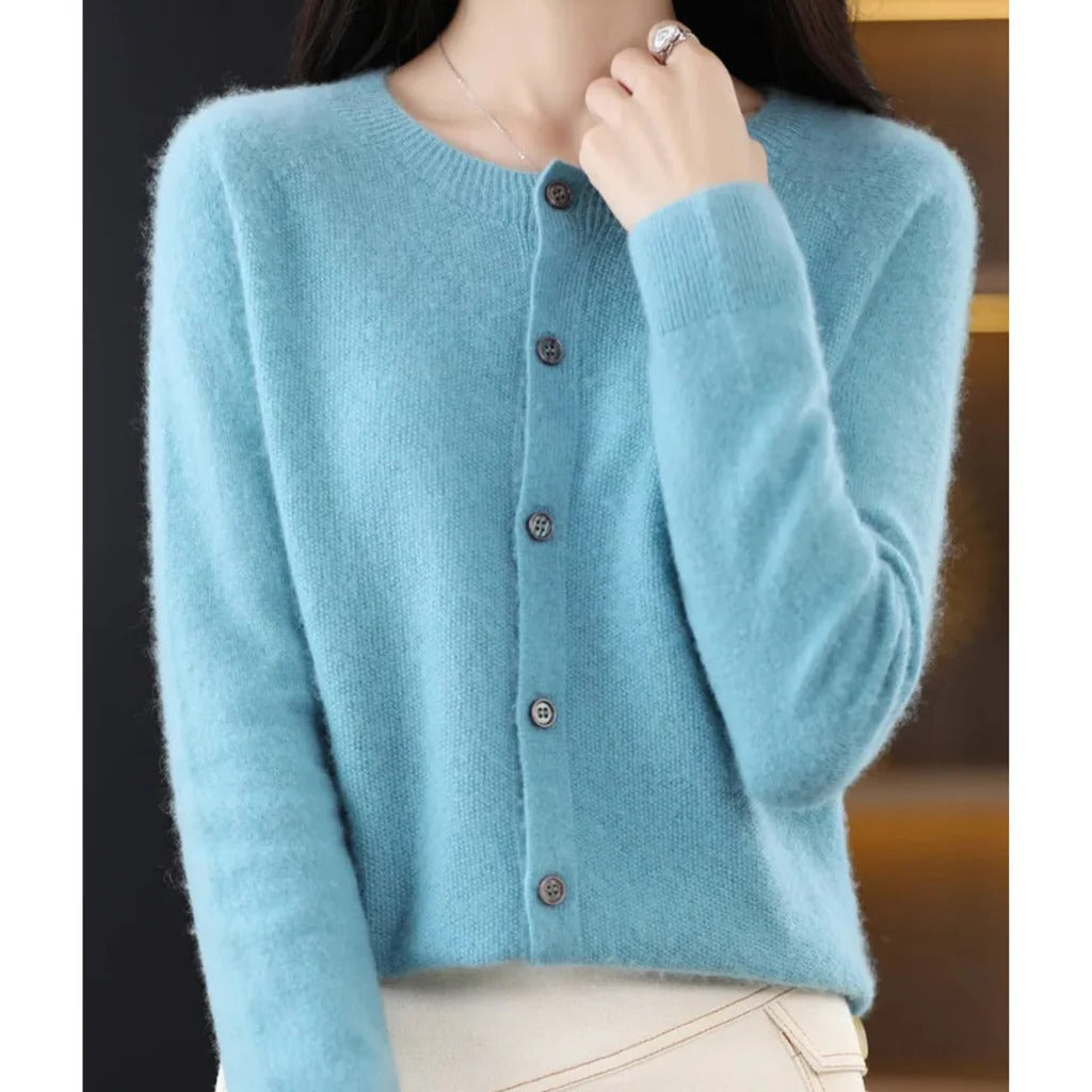 Cardigan Femme Col V Avec Boutons Devant Manches Longues Allure Simple Et Polyvalent Pour Automne Hiver