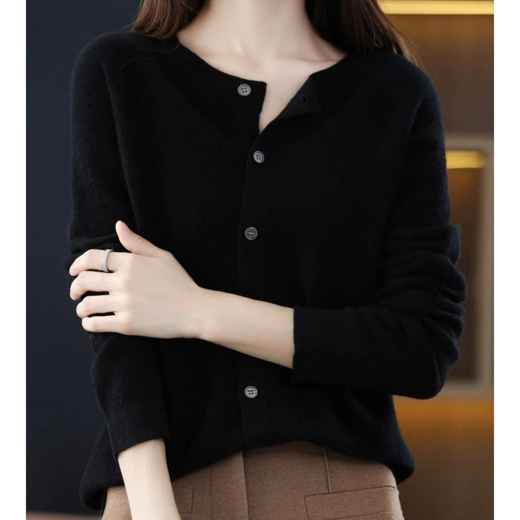 Cardigan Femme Col V Avec Boutons Devant Manches Longues Allure Simple Et Polyvalent Pour Automne Hiver