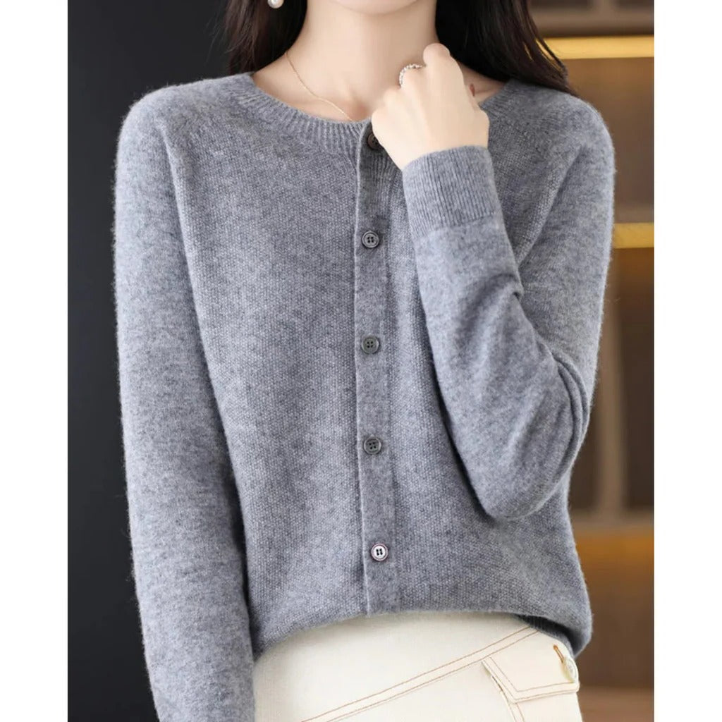 Cardigan Femme Col V Avec Boutons Devant Manches Longues Allure Simple Et Polyvalent Pour Automne Hiver