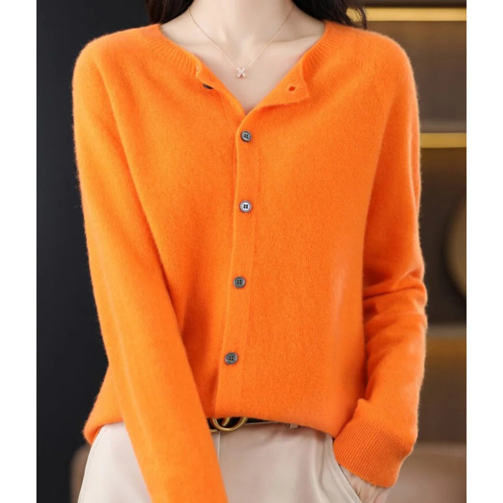 Cardigan Femme Col V Avec Boutons Devant Manches Longues Allure Simple Et Polyvalent Pour Automne Hiver
