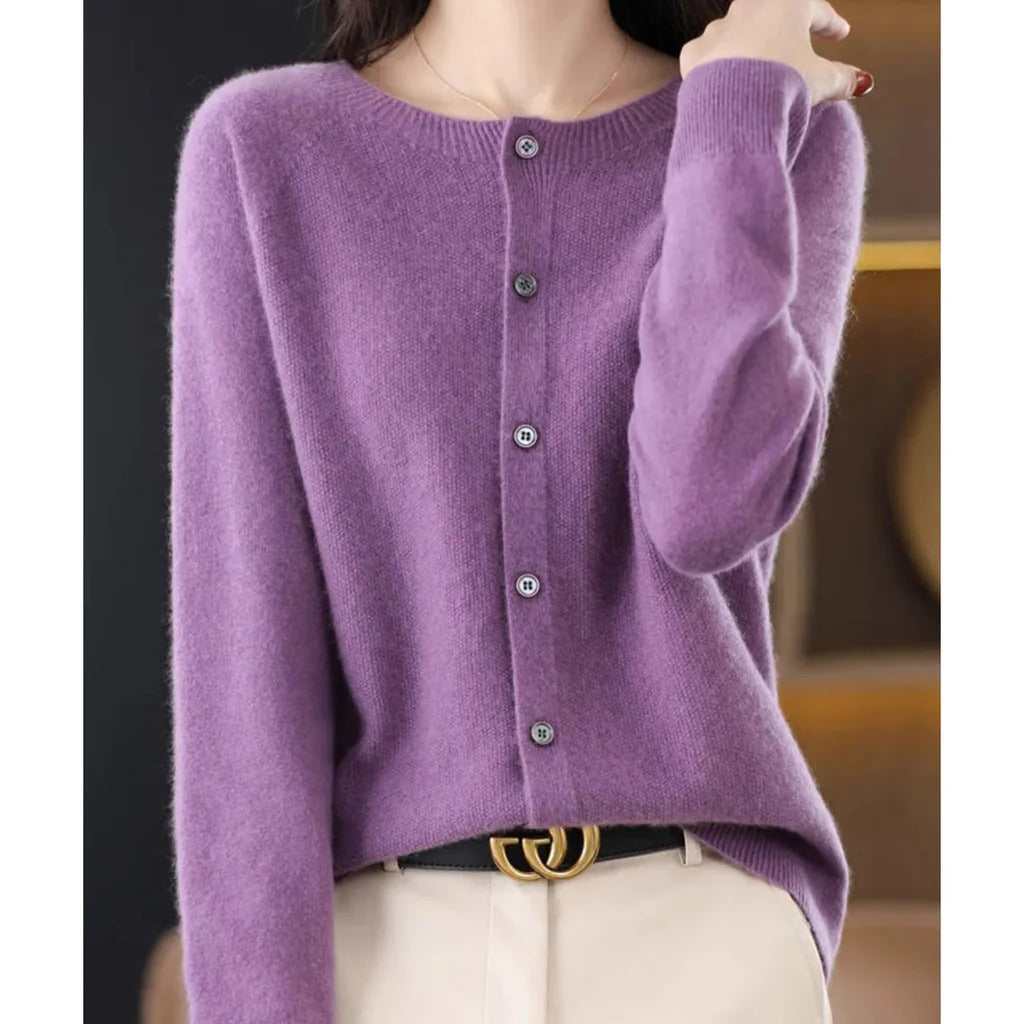 Cardigan Femme Col V Avec Boutons Devant Manches Longues Allure Simple Et Polyvalent Pour Automne Hiver