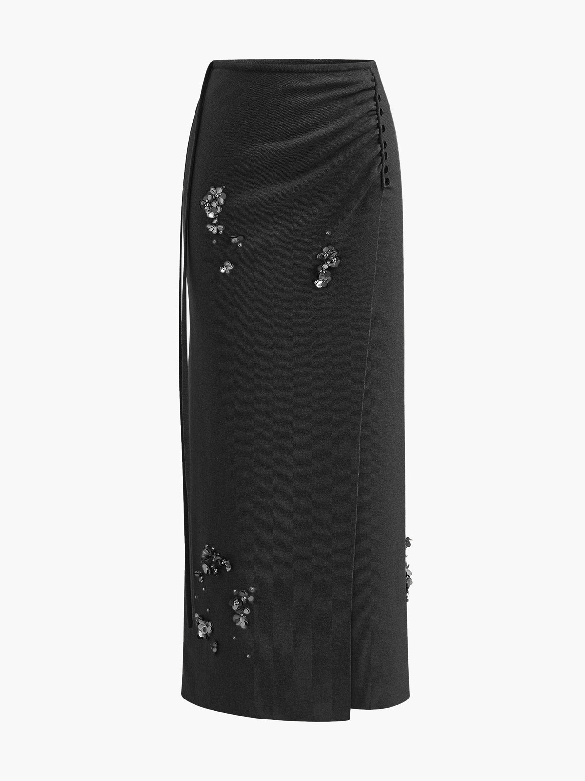 Jupe Plissée En Maille Laine Mélangée Avec Sequins Boutonnée Décontractée Élégante Pour Travail Vacances Fête