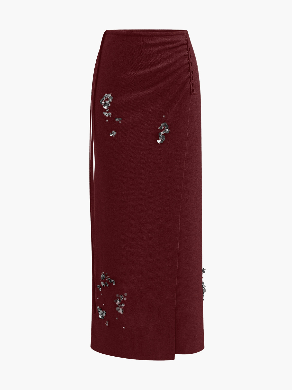 Jupe Plissée En Maille Laine Mélangée Avec Sequins Boutonnée Décontractée Élégante Pour Travail Vacances Fête