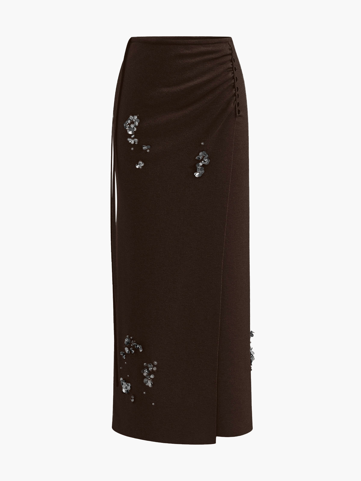 Jupe Plissée En Maille Laine Mélangée Avec Sequins Boutonnée Décontractée Élégante Pour Travail Vacances Fête
