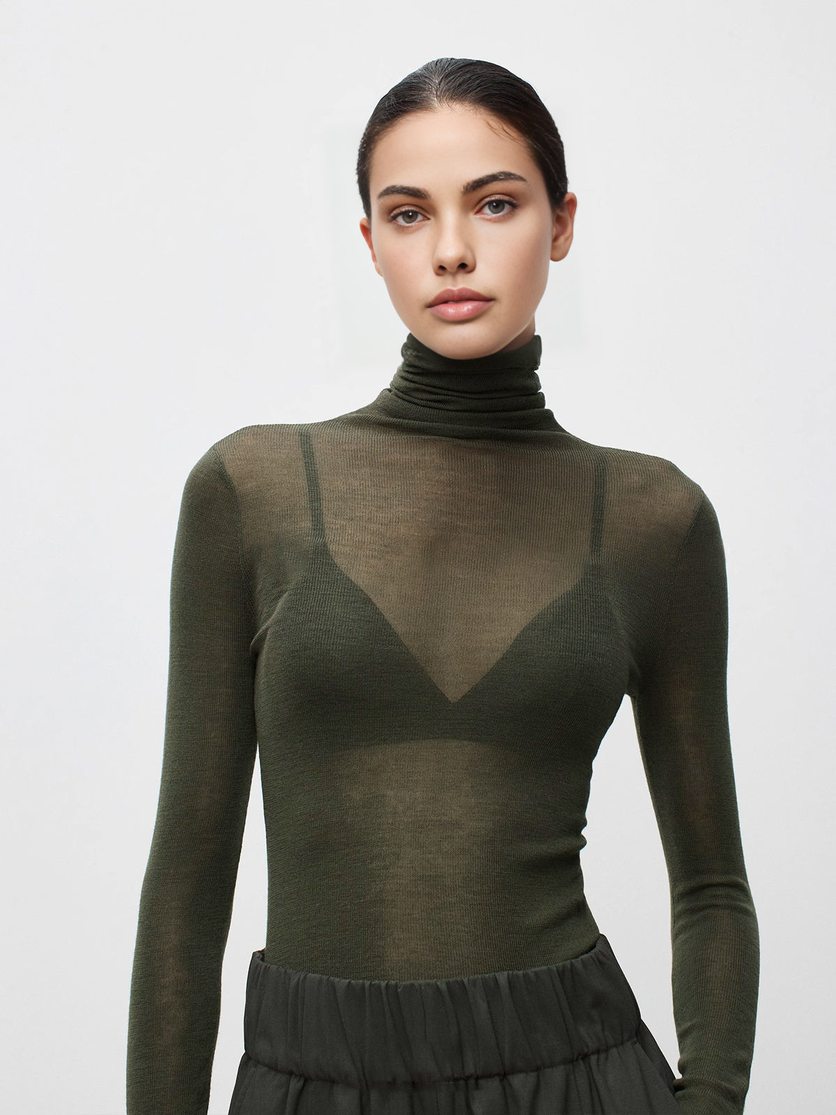 Pull En Mélange Laine Et Polyester Col Roulé Transparent Élégant Sexy Romantique Pour Mariage Vacances Travail
