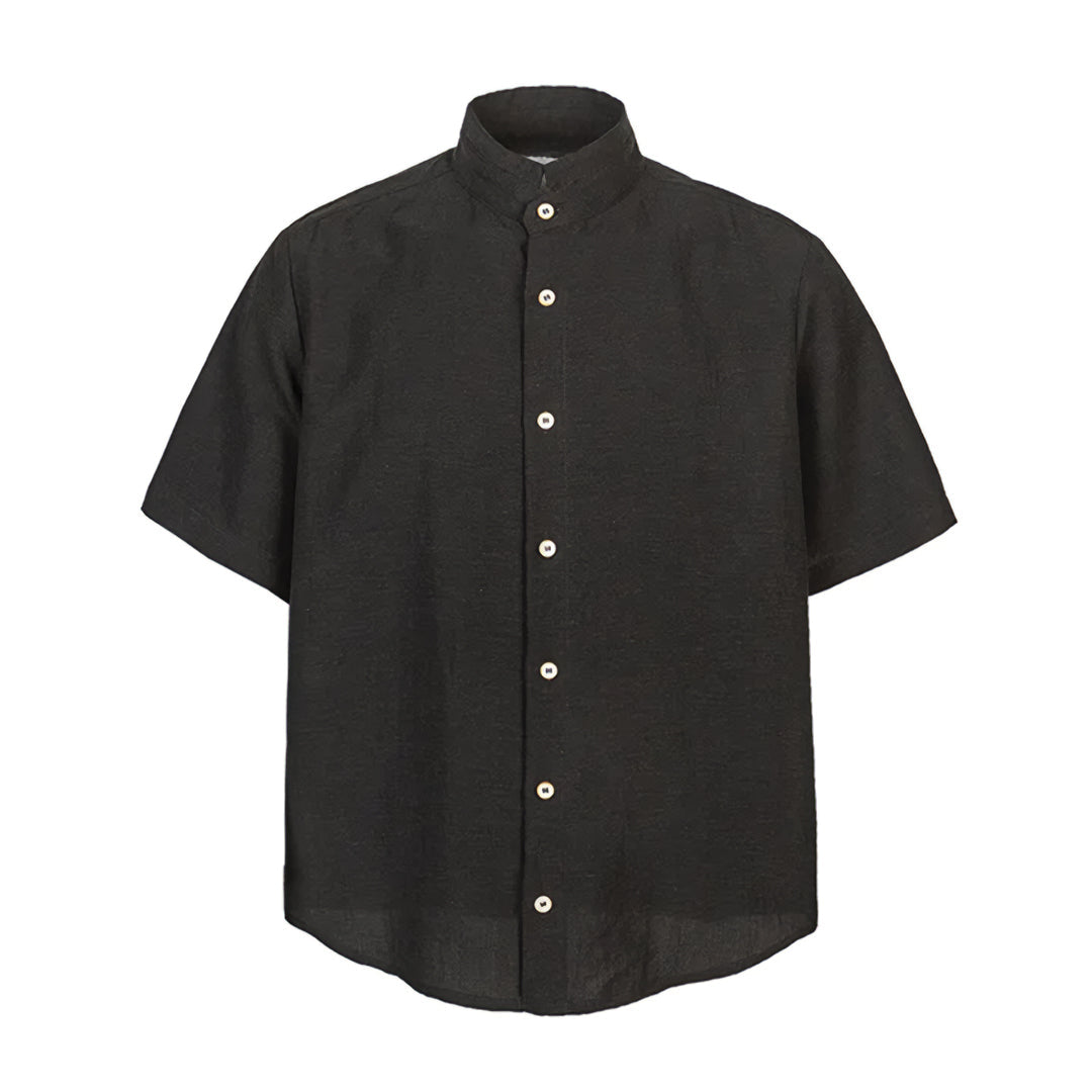 Chemise Décontractée En Lin Et Viscose Col Montant Style Resort Pour Porter Seule Ou En Superposition