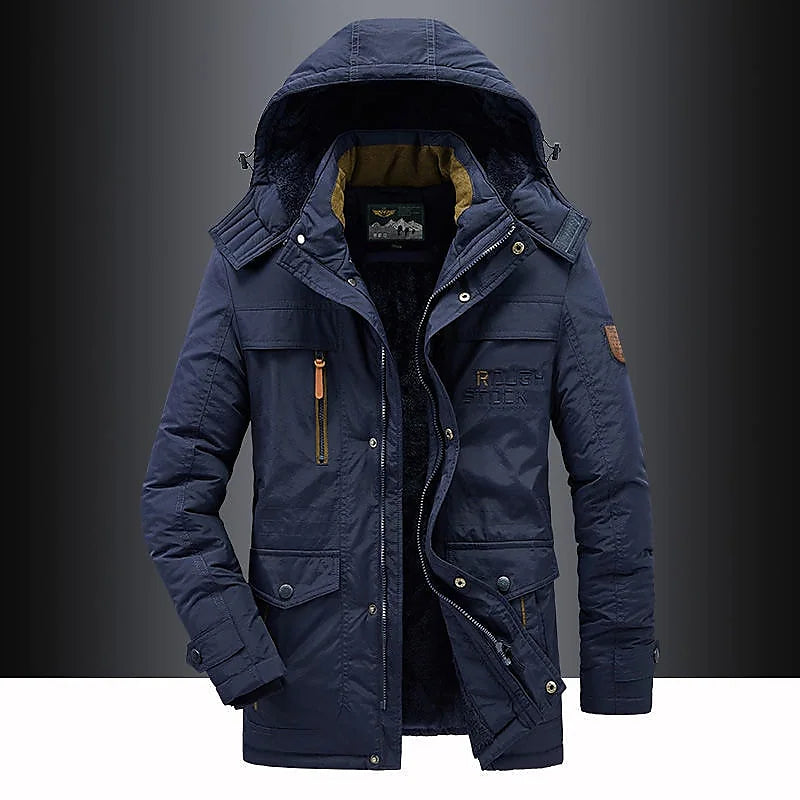 Veste Hivernale Pour Homme Chaude Capuche Robuste Etanche Isolation Pour Plein Air Vie Urbaine