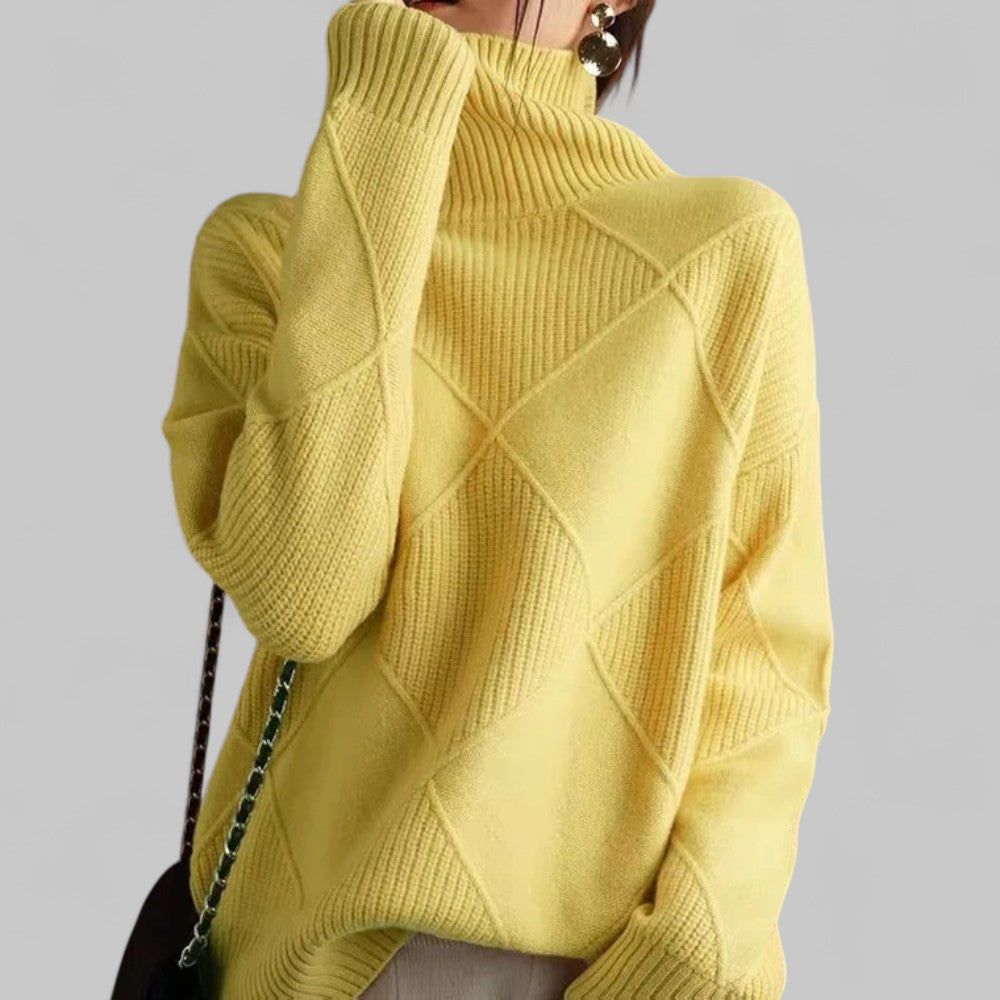 Rebecca Pull Col Roulé Oversize Femme Motifs Hivernaux Chaud Et Confortable Pour Un Style Décontracté Et Doux Toucher